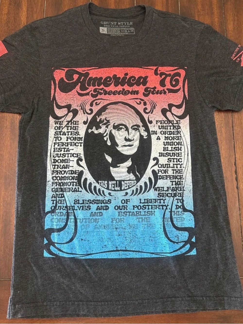 Grunt Style Men’s T-Shirt America Freedom Tour Red White Blue Graphic